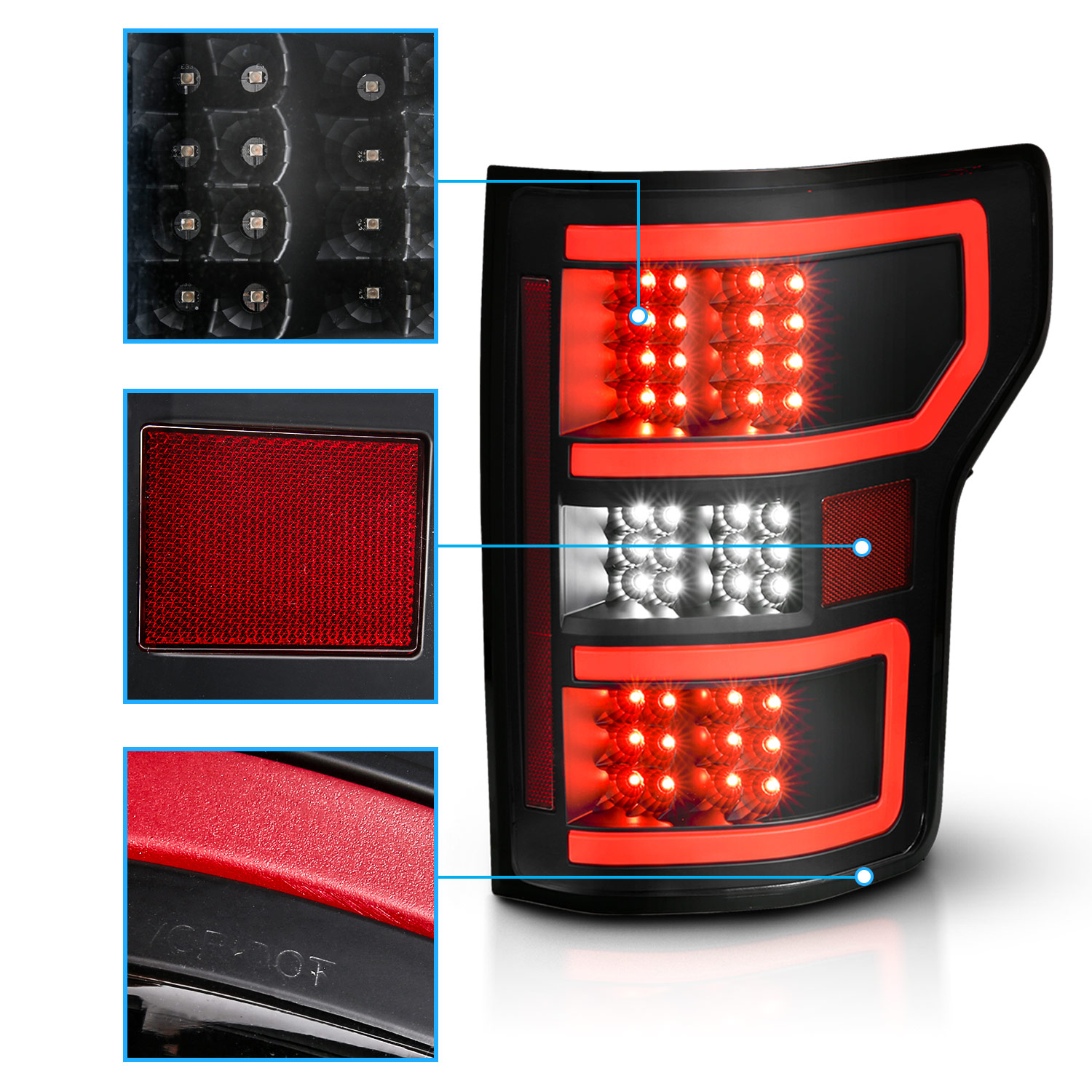 20182020 Ford F150 F150 Pickup XL XLT Black LED Bar Tail Lights Lamps
